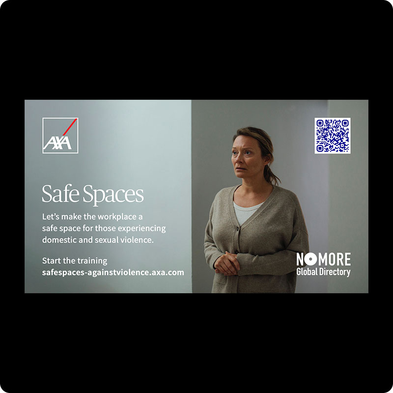 Safe Spaces digital screen poster – economic abuse theme