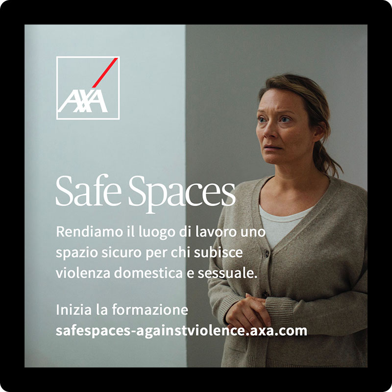 Square Safe Spaces social graphic with quote and campaign image