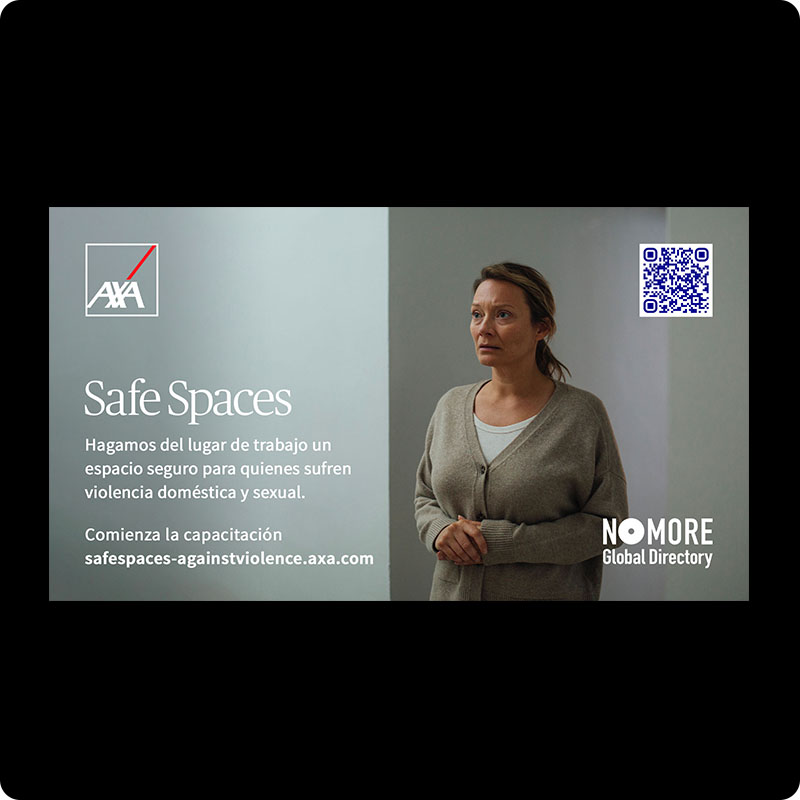 Safe Spaces digital screen poster – economic abuse theme